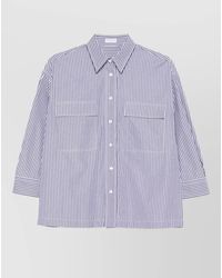 Brunello Cucinelli - Longline Cotton Shirt Chest Pockets Stripes - Lyst