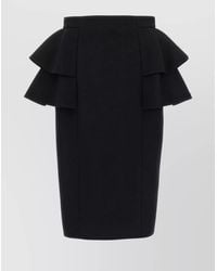 Valentino Garavani - Silk Blend Ruffled Midi Pencil Skirt - Lyst