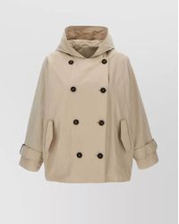Brunello Cucinelli - Double-Breasted Jacket With Hood And Flap Pockets - Lyst