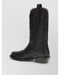 Ganni - Recycled Leather Embroidered Western Boots - Lyst