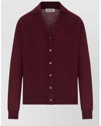 Miu Miu - Wool Cardigan Polo Collar Straight Fit - Lyst