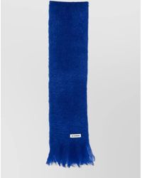 Jil Sander - Mohair Wool Brushed Knit Fringed Scarf - Lyst
