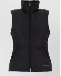 Jil Sander - Polyester Sleeveless Jacket High Collar Pockets - Lyst