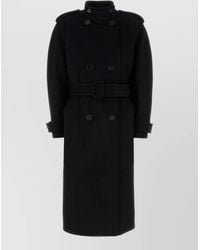 Chloé - Wool Coat Belted Waist Long Epaulettes - Lyst
