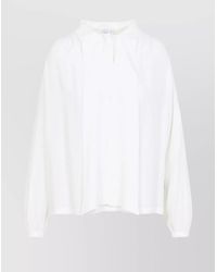 Giambattista Valli - Silk Long-Sleeve Crew-Neck Blouse - Lyst