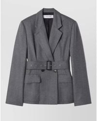 Lanvin - Belted Double Breasted Jacket Flap Pockets - Lyst