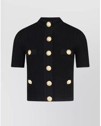Balmain - Knitwear Crewneck With Front Pockets And-Tone Buttons - Lyst