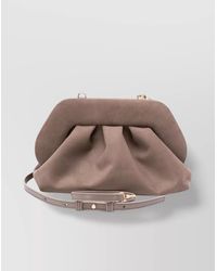 THEMOIRÈ - Suede Pleated Clutch Bag With Detachable Strap - Lyst