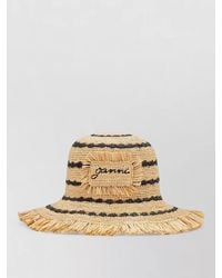 Ganni - Raffia Stripe Bucket Hat Fringe Brim - Lyst