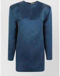 Saint Laurent - Silk Long-Sleeve Mini Dress - Lyst