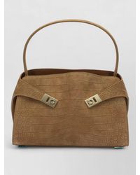 Ferragamo - Medium Crocodile Texture Shoulder Bag Top Handle - Lyst