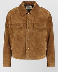Saint Laurent - Casual Coat Front Pockets Suede Texture - Lyst