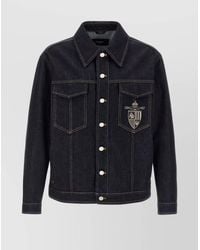 Fendi - Denim Shirt Collar Button-Up Jacket - Lyst
