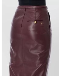 Alberta Ferretti - Leather Midi Skirt Straight Cut Pockets - Lyst