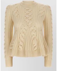 McQueen - Peplum Cable Knit Crew Neck Sweater - Lyst
