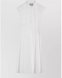 Valentino Garavani - Cotton Embroidered Peter Pan Collar Short-Sleeve Midi Dress - Lyst