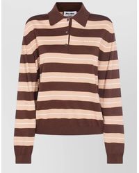 Miu Miu - Striped Polo Shirt - Lyst