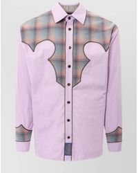 Maison Margiela - Cotton Madras Insert Long-Sleeve Shirt - Lyst