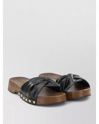Ganni - Leather Slide Sandals - Lyst