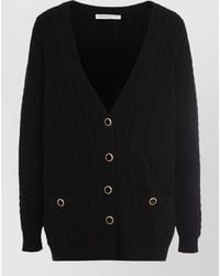 Alessandra Rich - Wool Cable-Knit V-Neck Cardigan - Lyst