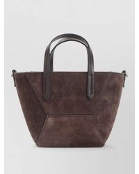 Brunello Cucinelli - Mini Suede Tote Bag Top Handles Strap - Lyst