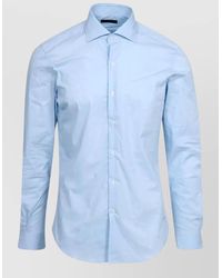 Fay - Long Sleeve Shirt Curved Hem Buttondown Collar - Lyst