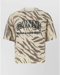 Ganni - Wool Logo Intarsia T-Shirt - Lyst