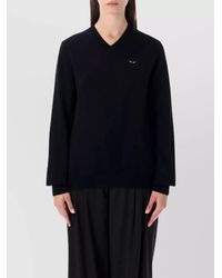 COMME DES GARÇONS PLAY - Wool V-Neck Crystal-Embellished Sweater - Lyst
