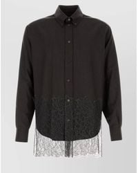 Fendi - Virgin Wool Pinstripe Lace Shirt - Lyst