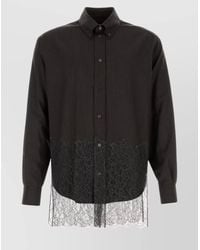 Fendi - Wool Shirt With Lace Hem And Long Sleeves - Lyst
