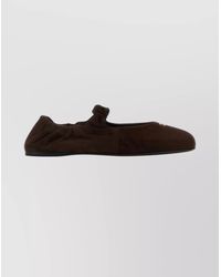 Miu Miu - Suede Round Toe Flat Ballerina Shoes - Lyst