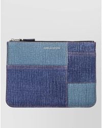 Comme des Garçons - Denim Effect Leather Patchwork Zip Pouch - Lyst