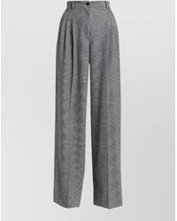 Dolce & Gabbana - Virgin Wool Cashmere Prince Of Wales Wide Leg Pleated Tailored Trousers - Lyst