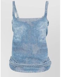 DIESEL - Denim Square-Neck Cropped Tank Top - Lyst