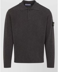 Stone Island - Virgin Wool Fine-Knit Polo Sweater - Lyst