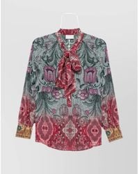 Pierre Louis Mascia - Silk Floral Print Pussy Bow Long Sleeve Blouse - Lyst