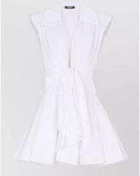 Balmain - Knee Length Dress Deep V Neck Tie Waist - Lyst