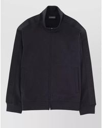 Emporio Armani - High Collar Zip Sweatshirt Ribbed Trims - Lyst