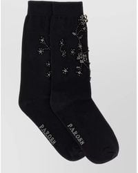 P.A.R.O.S.H. - Crystal-Embellished Fine-Knit Ribbed Socks - Lyst