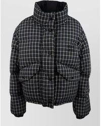 Miu Miu - Jacket High Collar Checked Pattern Pockets Quilted - Lyst