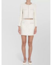 Self-Portrait - Bouclé Mini Skirt Pearl Trim Pockets - Lyst