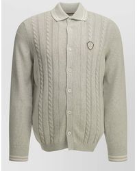 Brunello Cucinelli - Logo Cardigan Cable Knit Ribbed Trims - Lyst