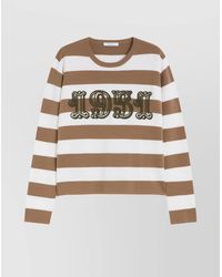 Max Mara - Virgin Wool Striped Embroidered Crewneck Jumper - Lyst