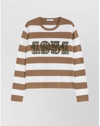Max Mara - Virgin Wool Striped Embroidered Crewneck Jumper - Lyst