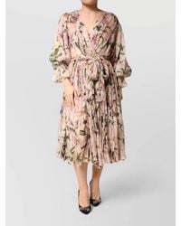 Dolce & Gabbana - Silk Floral Print Pleated Maxi Dress - Lyst