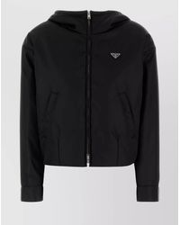 Prada - Nylon Padded Jacket With Hood And Elasticated Hem - Lyst