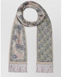 Pierre Louis Mascia - Silk Scarf Floral Pattern Fringe Rectangular - Lyst