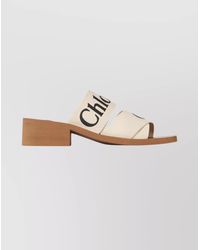 Chloé - Linen Woody Heeled Mules - Lyst