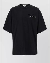 McQueen - Cotton Logo Print Crew Neck Short Sleeve T-Shirt - Lyst