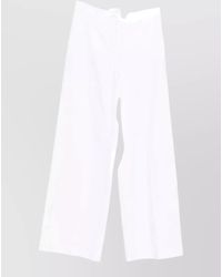 Via Masini 80 - Cotton Trousers Wide Leg Belt Loops - Lyst